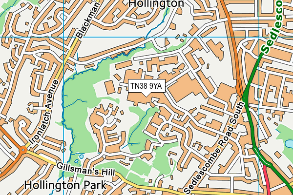TN38 9YA map - OS VectorMap District (Ordnance Survey)
