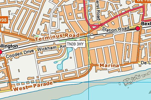 TN39 3HY map - OS VectorMap District (Ordnance Survey)