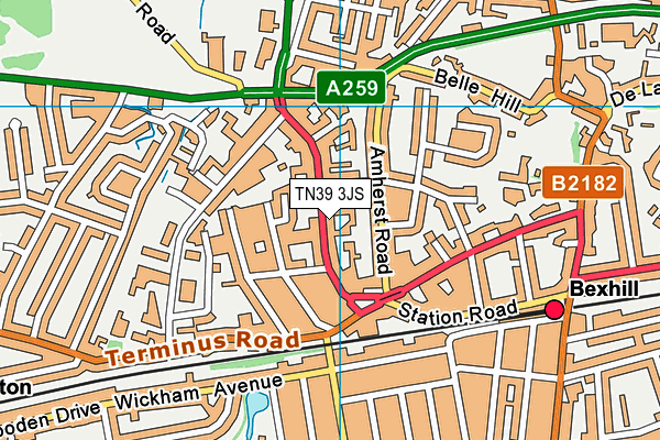 TN39 3JS map - OS VectorMap District (Ordnance Survey)
