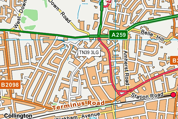 TN39 3LG map - OS VectorMap District (Ordnance Survey)
