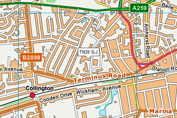 TN39 3LJ map - OS VectorMap District (Ordnance Survey)