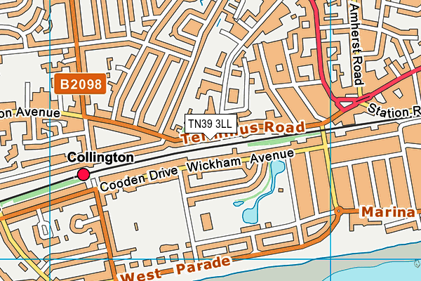 TN39 3LL map - OS VectorMap District (Ordnance Survey)