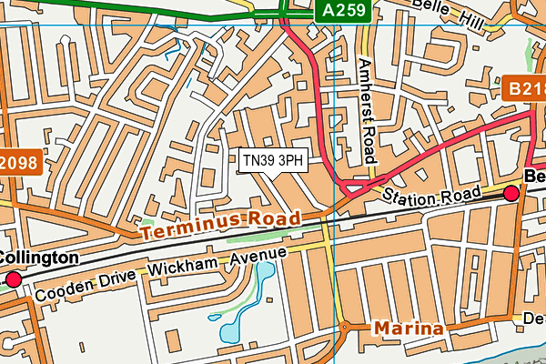 TN39 3PH map - OS VectorMap District (Ordnance Survey)