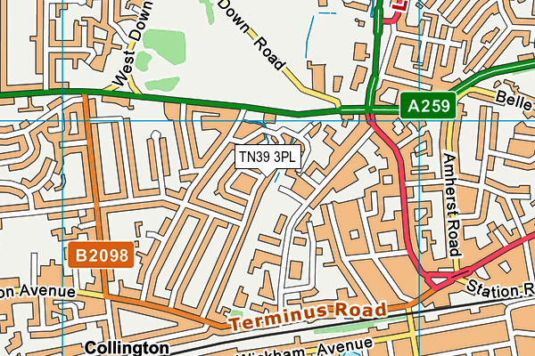 TN39 3PL map - OS VectorMap District (Ordnance Survey)