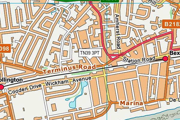 TN39 3PT map - OS VectorMap District (Ordnance Survey)
