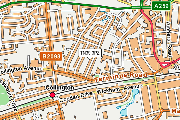 TN39 3PZ map - OS VectorMap District (Ordnance Survey)