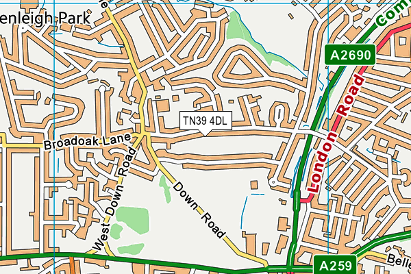 TN39 4DL map - OS VectorMap District (Ordnance Survey)