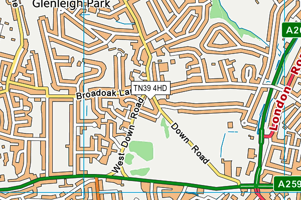 TN39 4HD map - OS VectorMap District (Ordnance Survey)