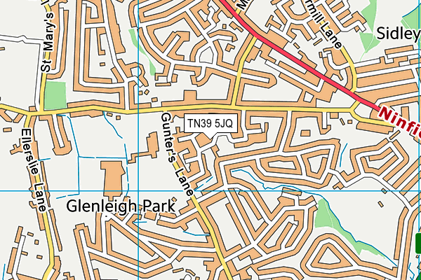 TN39 5JQ map - OS VectorMap District (Ordnance Survey)