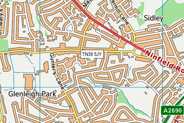 TN39 5JY map - OS VectorMap District (Ordnance Survey)