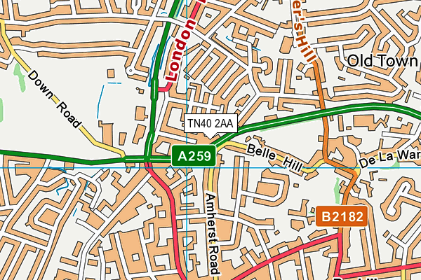 TN40 2AA map - OS VectorMap District (Ordnance Survey)