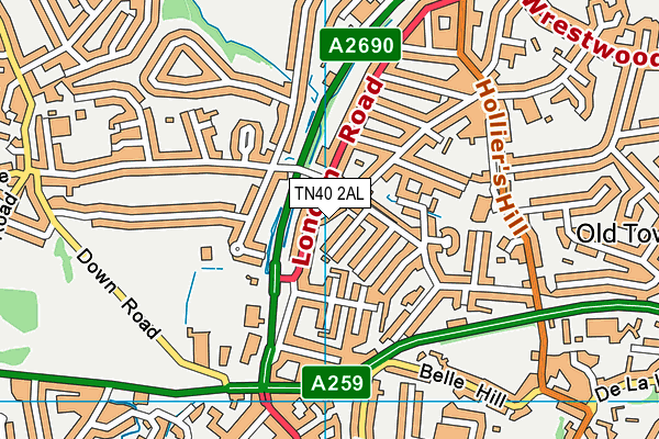 TN40 2AL map - OS VectorMap District (Ordnance Survey)