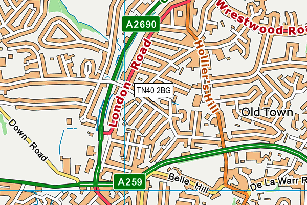 TN40 2BG map - OS VectorMap District (Ordnance Survey)