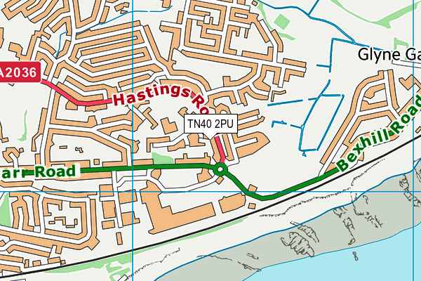 Pebsham Primary Academy map (TN40 2PU) - OS VectorMap District (Ordnance Survey)