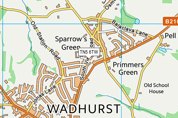 Sparrows Green Recreation Ground map (TN5 6TW) - OS VectorMap District (Ordnance Survey)