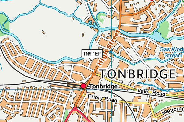 Tonbridge Teen And Twenty Club (Closed) map (TN9 1EP) - OS VectorMap District (Ordnance Survey)