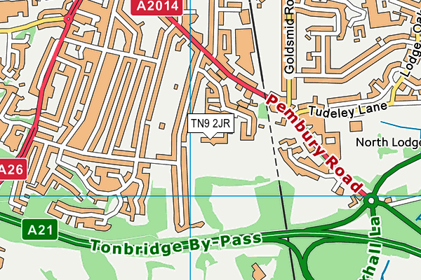 Tonbridge Grammar School map (TN9 2JR) - OS VectorMap District (Ordnance Survey)