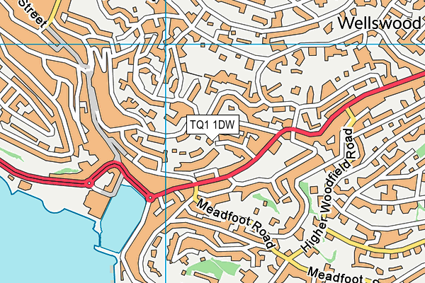 TQ1 1DW map - OS VectorMap District (Ordnance Survey)