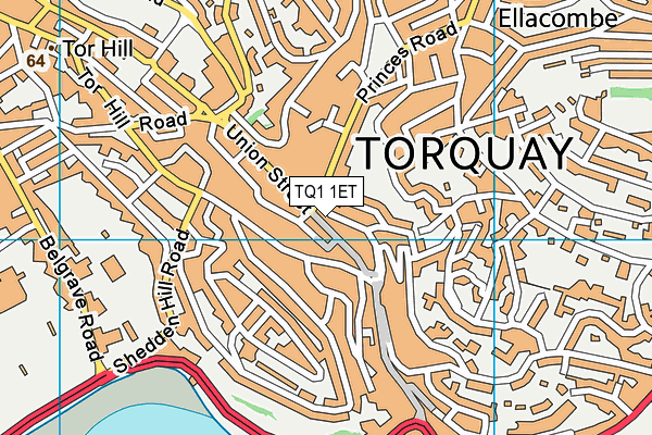 TQ1 1ET map - OS VectorMap District (Ordnance Survey)