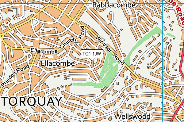 TQ1 1JW map - OS VectorMap District (Ordnance Survey)