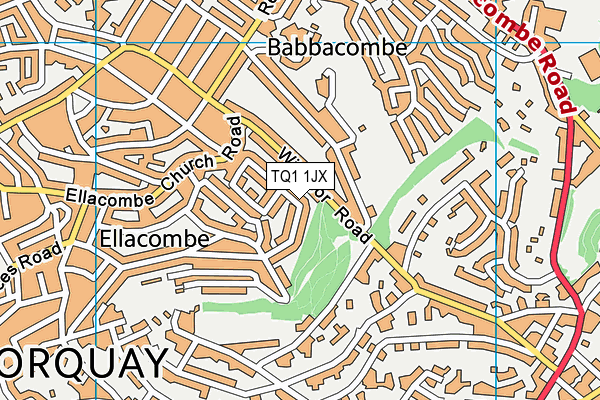 TQ1 1JX map - OS VectorMap District (Ordnance Survey)