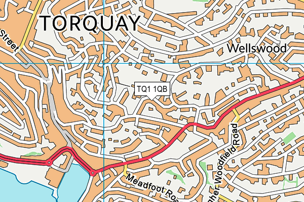 TQ1 1QB map - OS VectorMap District (Ordnance Survey)