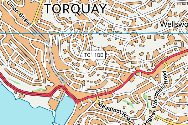 TQ1 1QD map - OS VectorMap District (Ordnance Survey)