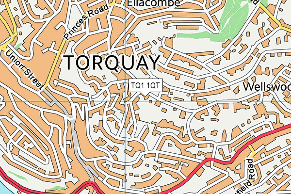 TQ1 1QT map - OS VectorMap District (Ordnance Survey)