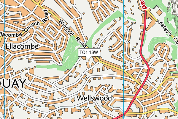 TQ1 1SW map - OS VectorMap District (Ordnance Survey)
