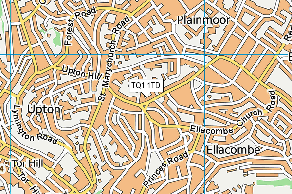 TQ1 1TD map - OS VectorMap District (Ordnance Survey)