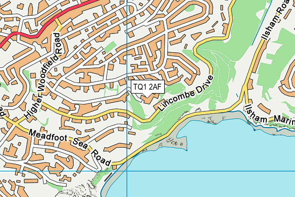 TQ1 2AF map - OS VectorMap District (Ordnance Survey)
