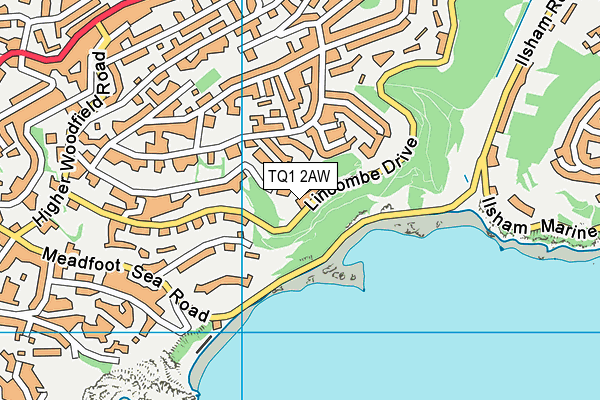 TQ1 2AW map - OS VectorMap District (Ordnance Survey)