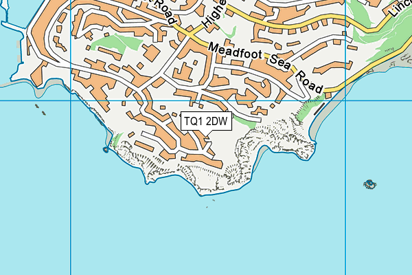 TQ1 2DW map - OS VectorMap District (Ordnance Survey)