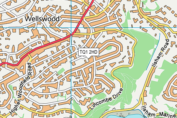 TQ1 2HD map - OS VectorMap District (Ordnance Survey)