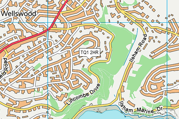 TQ1 2HR map - OS VectorMap District (Ordnance Survey)