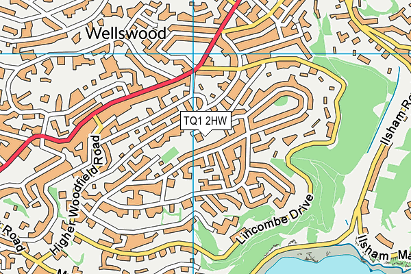 TQ1 2HW map - OS VectorMap District (Ordnance Survey)