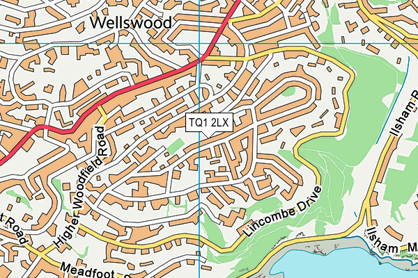 TQ1 2LX map - OS VectorMap District (Ordnance Survey)