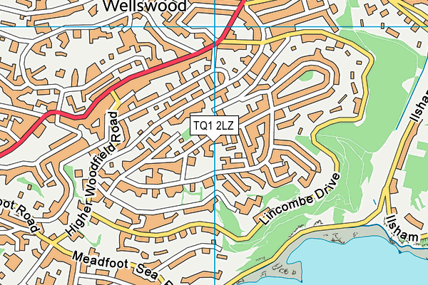 TQ1 2LZ map - OS VectorMap District (Ordnance Survey)