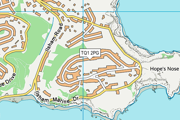 TQ1 2PG map - OS VectorMap District (Ordnance Survey)