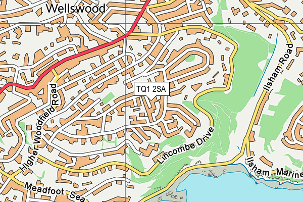 TQ1 2SA map - OS VectorMap District (Ordnance Survey)