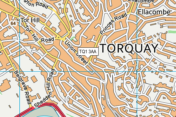 TQ1 3AA map - OS VectorMap District (Ordnance Survey)