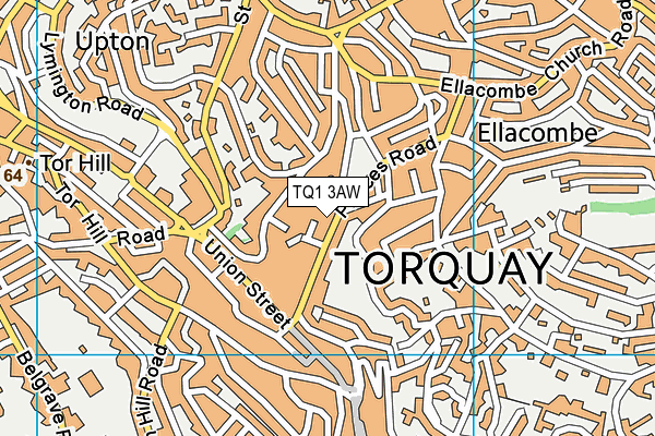 TQ1 3AW map - OS VectorMap District (Ordnance Survey)