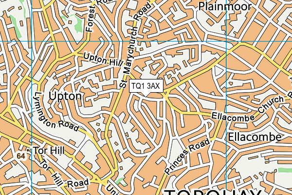 TQ1 3AX map - OS VectorMap District (Ordnance Survey)