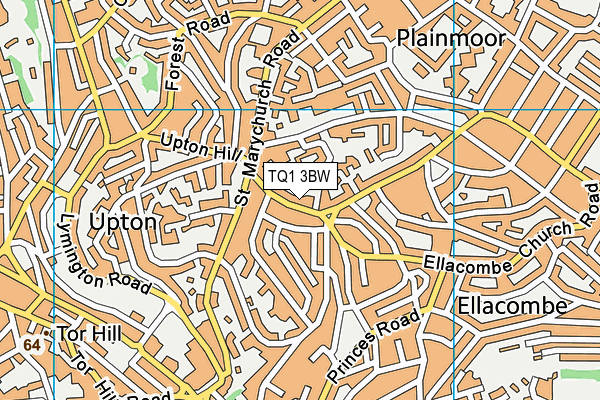 TQ1 3BW map - OS VectorMap District (Ordnance Survey)