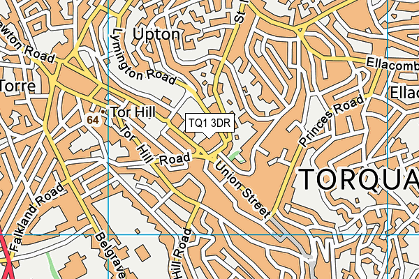 TQ1 3DR map - OS VectorMap District (Ordnance Survey)