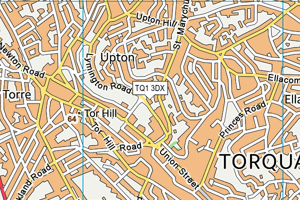 TQ1 3DX map - OS VectorMap District (Ordnance Survey)