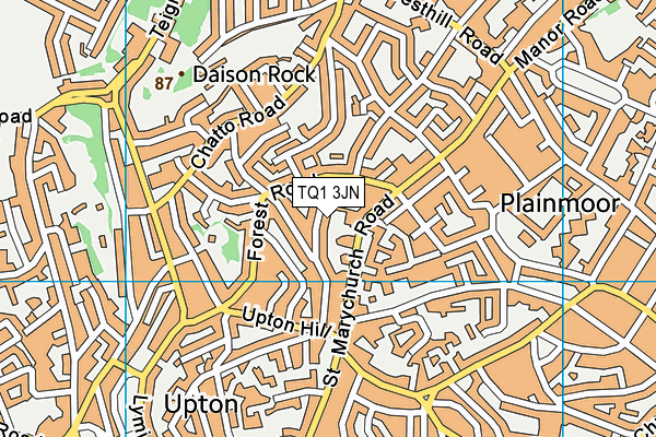 TQ1 3JN map - OS VectorMap District (Ordnance Survey)