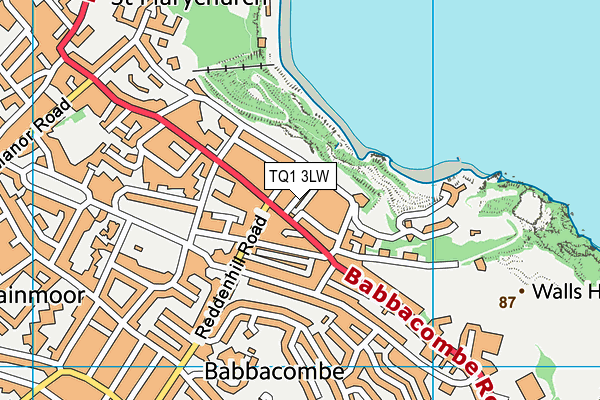 TQ1 3LW map - OS VectorMap District (Ordnance Survey)