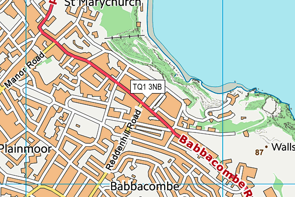 TQ1 3NB map - OS VectorMap District (Ordnance Survey)