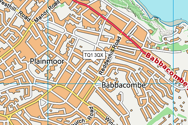 TQ1 3QX map - OS VectorMap District (Ordnance Survey)